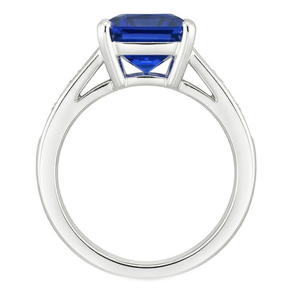 Princess & Baguette Natural Earth Mined Diamond Sapphire Ring Radiant 3 Carats Channel Set
