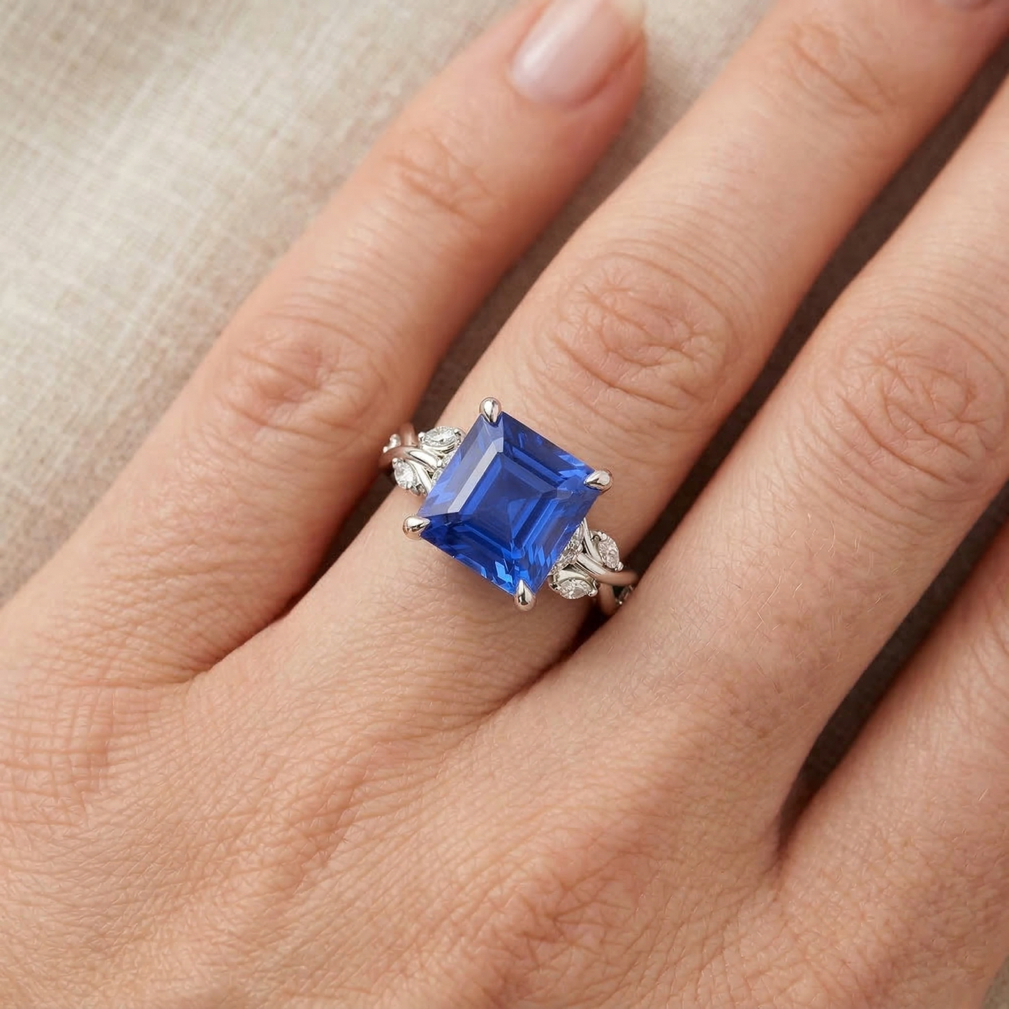 Princess Cut Blue Sapphire IGI CERTIFIED Diamond Ring 6.75 Carats Fancy Jewelry