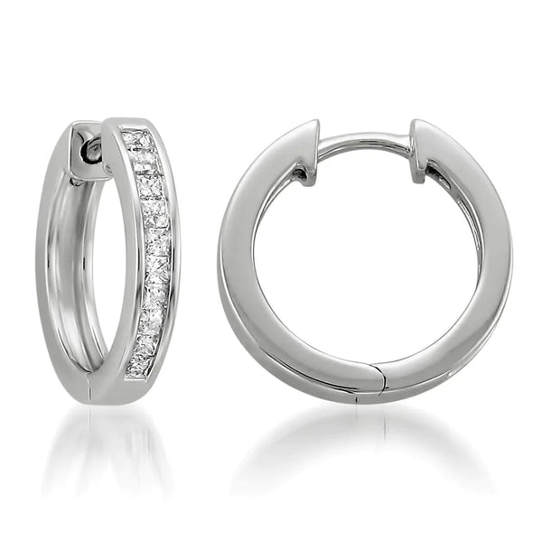 Princess Cut Channel Set Diamond Hoops