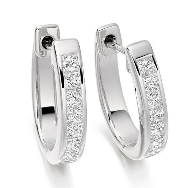 Princess Cut Cute Diamond Hoops