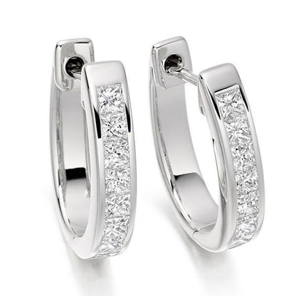 Princess Cut Cute Diamond Hoops