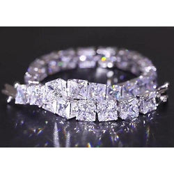 Princess Cut Earth Mined Diamond 32 Carat Tennis Bracelet