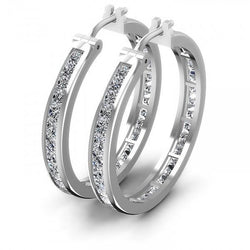 Princess Cut Sparkling Earth Mined Diamond Hoops