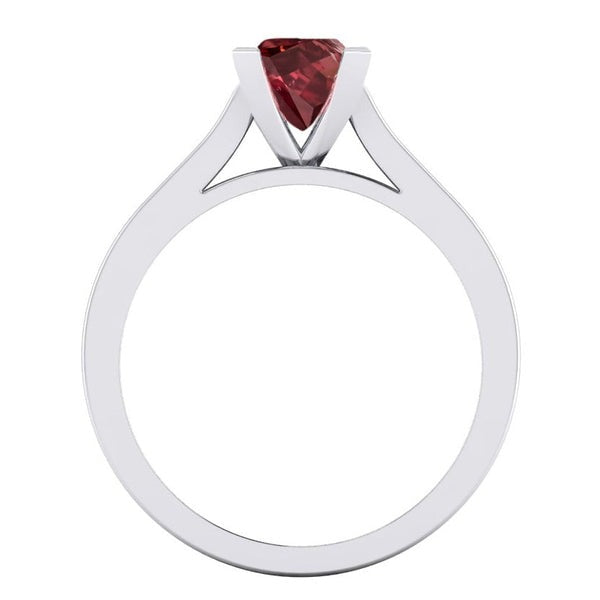 Princess Red Ruby Ring White Gold