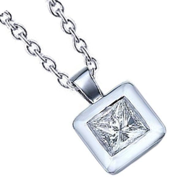 Princess Cut 1 Carats Natural Earth Mined Diamonds Pendant Necklace White Gold 14K