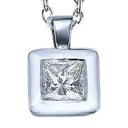 Princess Cut 1 Carats Natural Earth Mined Diamonds Pendant Necklace White Gold 14K