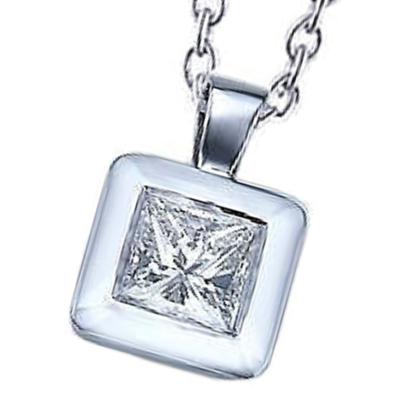 Princess Cut 1 Carats Natural Earth Mined Diamonds Pendant Necklace White Gold 14K