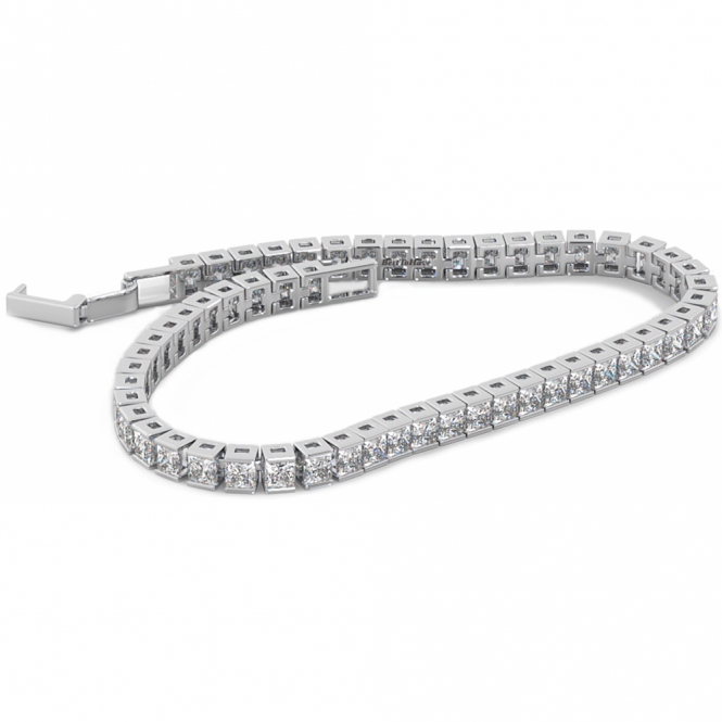 Princess Cut Channel Set 7.55 Ct Lab Grown Diamonds Tennis Bracelet White Gold