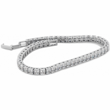 Princess Cut Channel Set 7.55 Ct Lab Grown Diamonds Tennis Bracelet White Gold