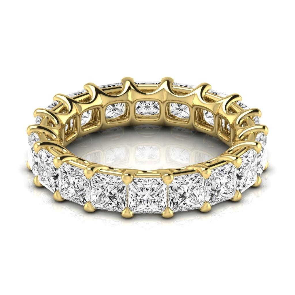 Princess Diamond 5.95 Ct Yellow Gold Eternity Band Lab Grown Ring