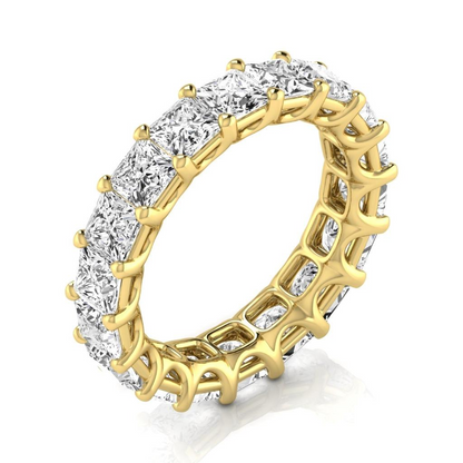 Princess Diamond 5.95 Ct Yellow Gold Eternity Band Lab Grown Ring