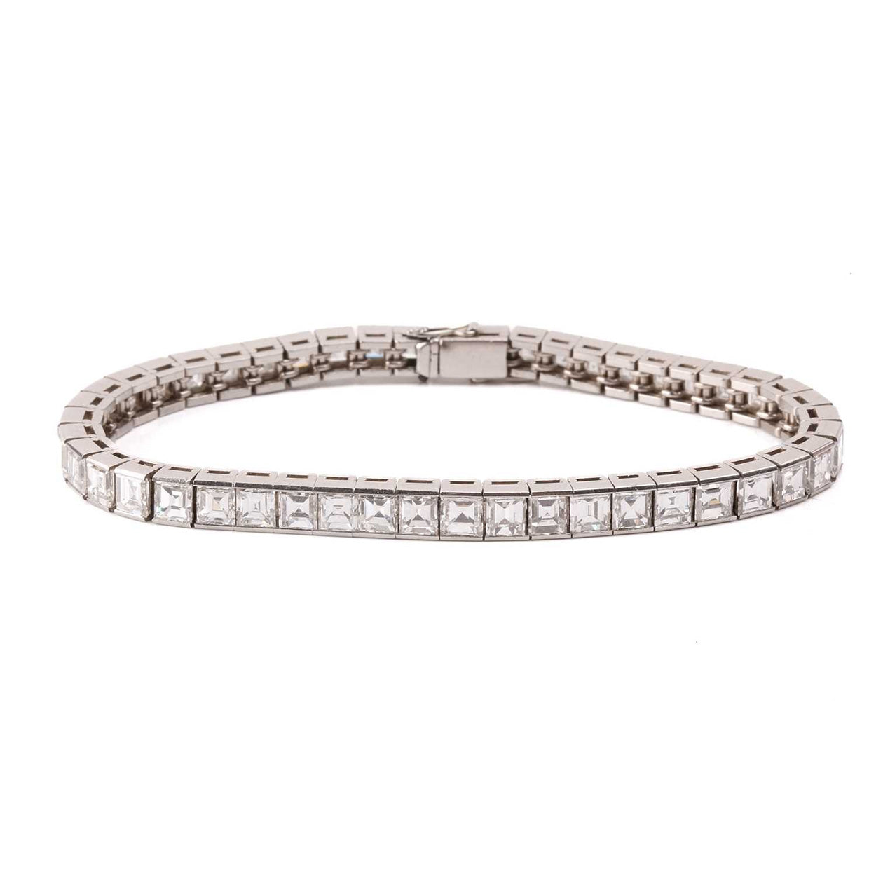 Princess Lab Grown Diamonds Tennis Bracelet 18 Carats White Gold 