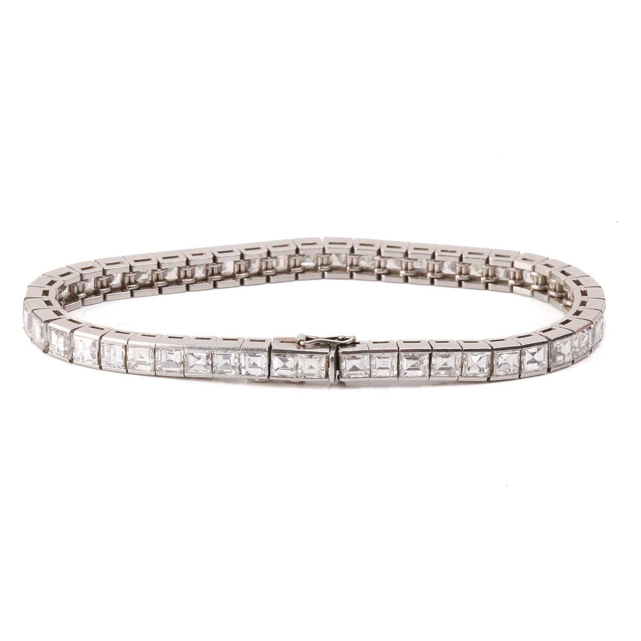 Princess Lab Grown Diamonds Tennis Bracelet 18 Carats White Gold 