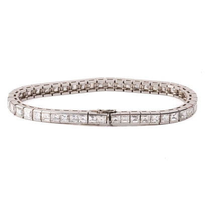 Princess Lab Grown Diamonds Tennis Bracelet 18 Carats White Gold 