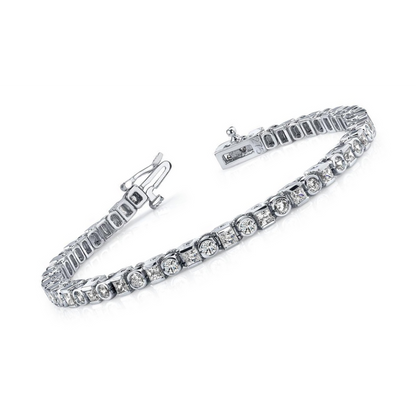 Princess & Round Cut 10 Ct Lab Grown Diamonds Tennis Bracelet White Gold 14K