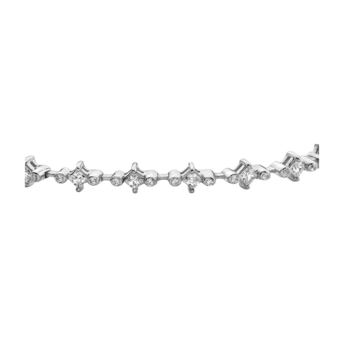 Princess & Round Lab Grown Diamond Tennis Bracelet 3.20 Carats White Gold