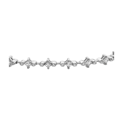Princess & Round Lab Grown Diamond Tennis Bracelet 3.20 Carats White Gold