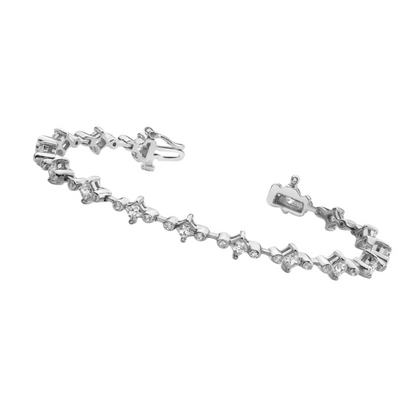 Princess & Round Lab Grown Diamond Tennis Bracelet 3.20 Carats White Gold