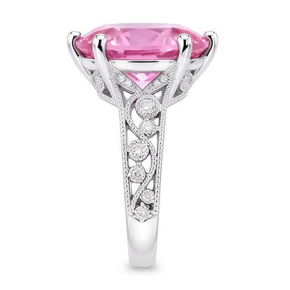 Prong Set 21.00 Ct Solitaire Pink Kunzite Wedding Ring White Gold