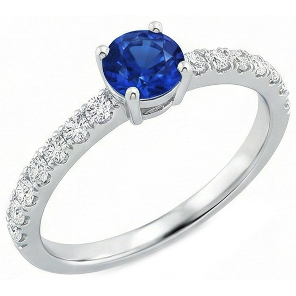 Prong Set 3.10 Ct Ceylon Sapphire Natural Earth Mined Diamonds Wedding Ring White Gold 14K