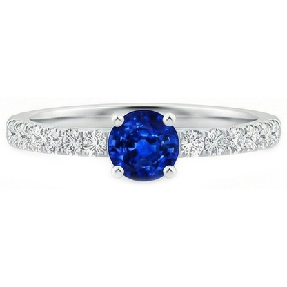 Prong Set 3.10 Ct Ceylon Sapphire Natural Earth Mined Diamonds Wedding Ring White Gold 14K