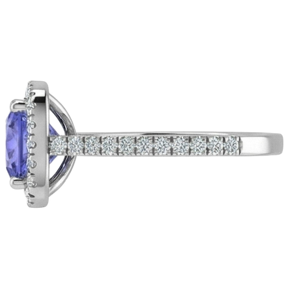 Prong Set 4.50 Ct Blue Tanzanite With Natural Earth Mined Diamonds Ring White Gold 14K