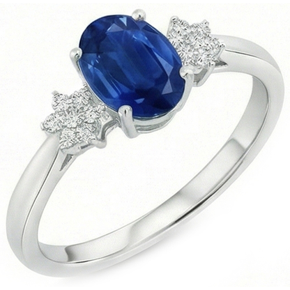 Prong Set Ceylon Blue Sapphire Natural Earth Mined Diamonds 3.20 Ct Wedding Ring Gold