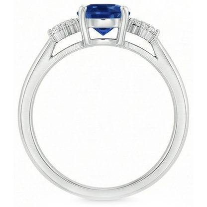 Prong Set Ceylon Blue Sapphire Natural Earth Mined Diamonds 3.20 Ct Wedding Ring Gold