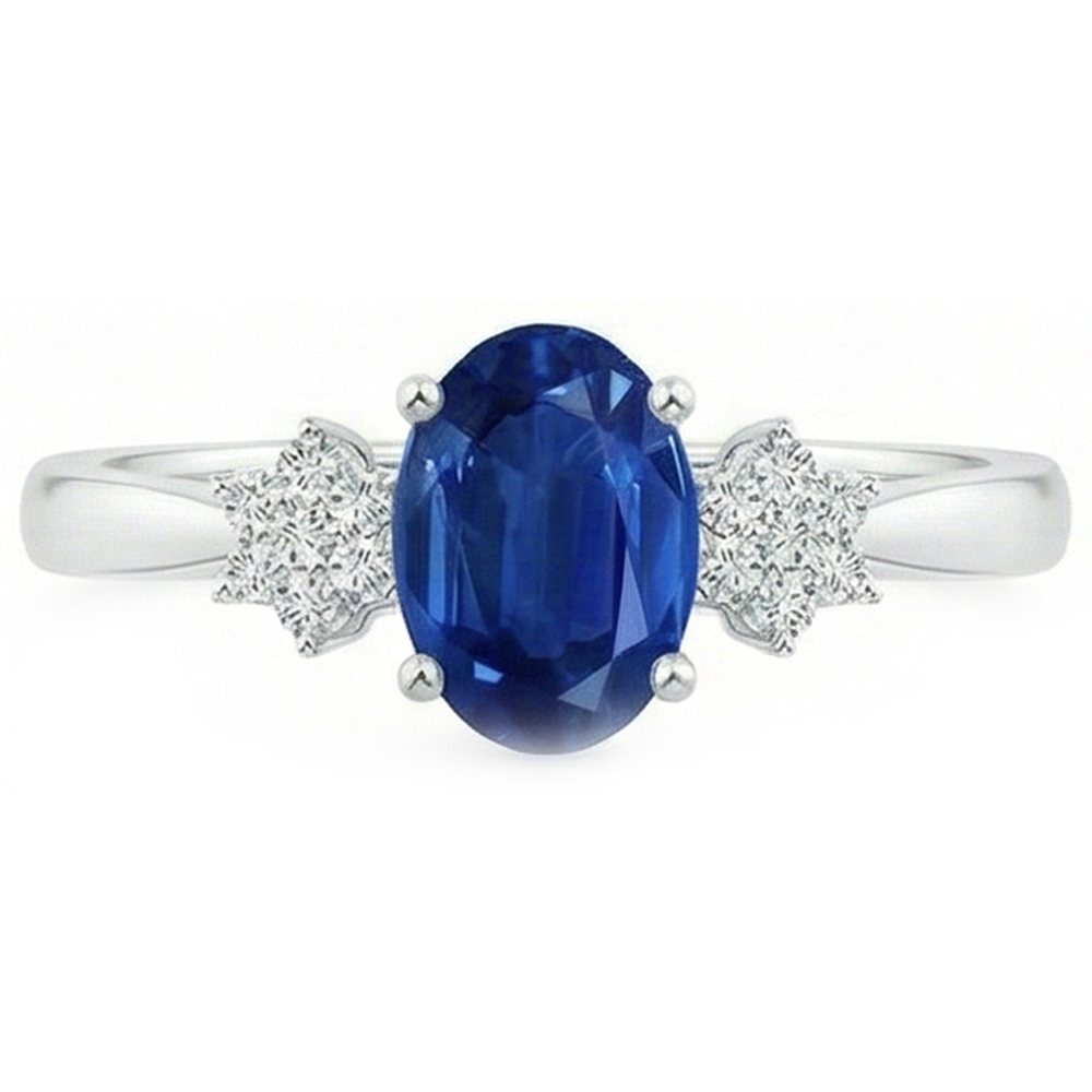 Prong Set Ceylon Blue Sapphire Natural Earth Mined Diamonds 3.20 Ct Wedding Ring Gold
