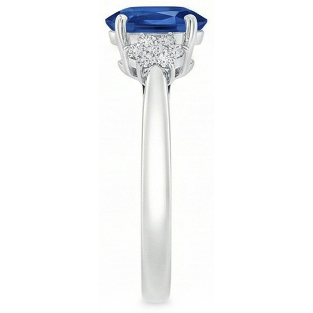 Prong Set Ceylon Blue Sapphire Natural Earth Mined Diamonds 3.20 Ct Wedding Ring Gold