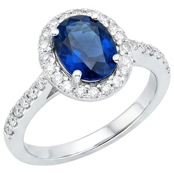 Prong Set Ceylon Sapphire Natural Earth Mined Diamonds 1.90 Ct Wedding Ring White Gold 14K