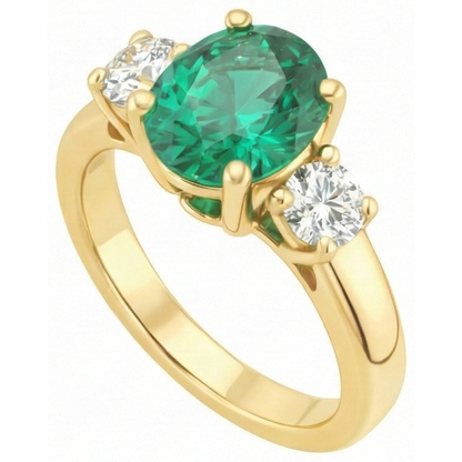 Prong Set Green Emerald GIA And Natural Earth Mined Diamond 5.25 Carats Engagement Ring
