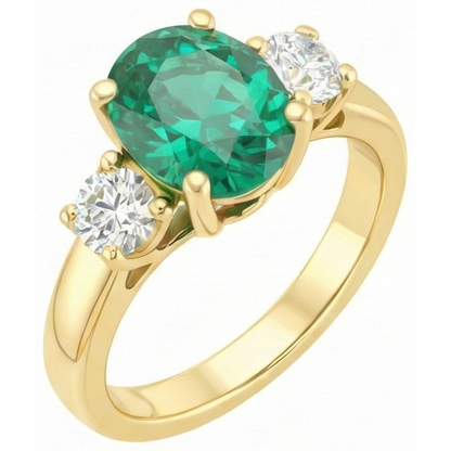 Prong Set Green Emerald GIA And Natural Earth Mined Diamond 5.25 Carats Engagement Ring