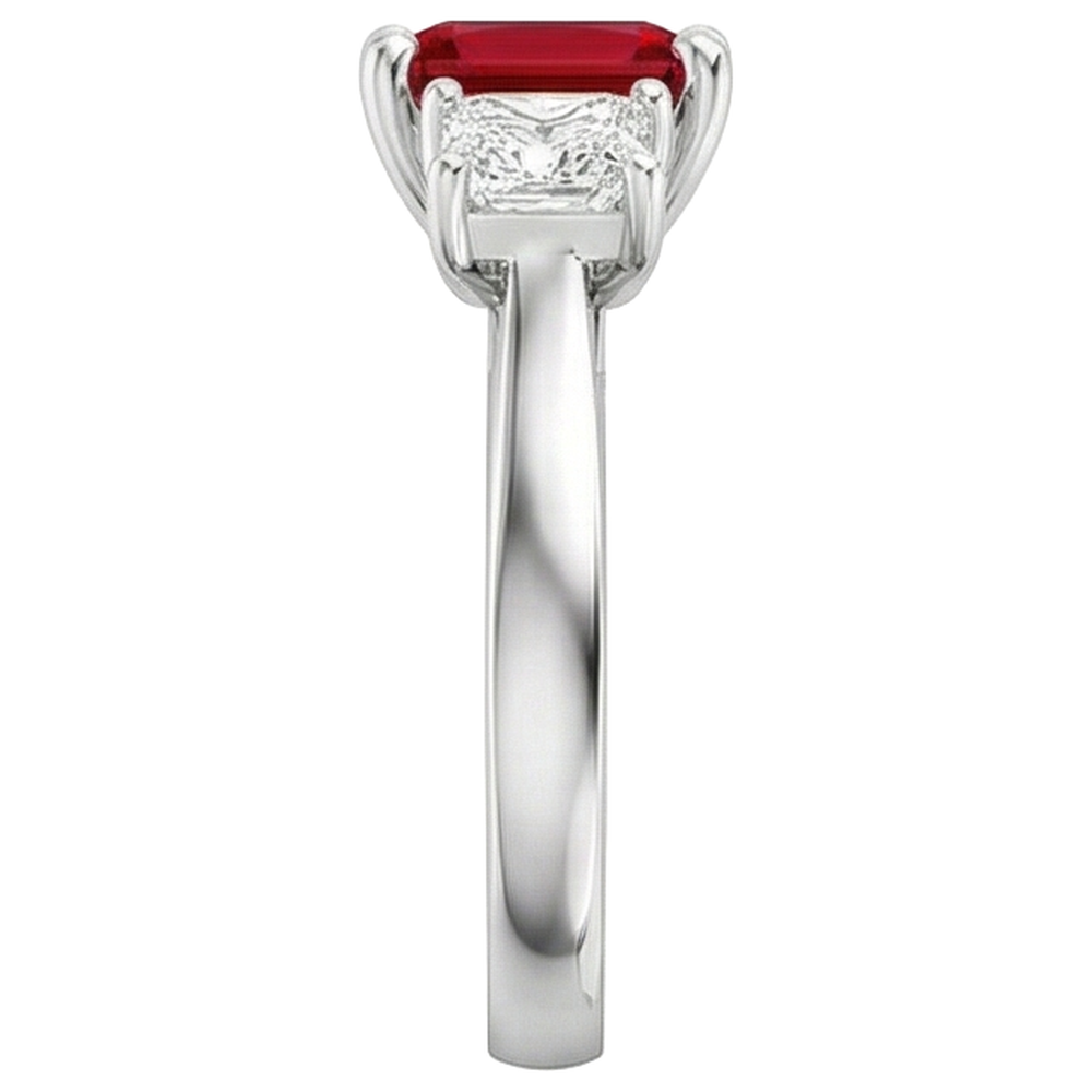 Prong Set Red Ruby And Natural Earth Mined Diamonds 4.00 Carats Ring 14K Gold