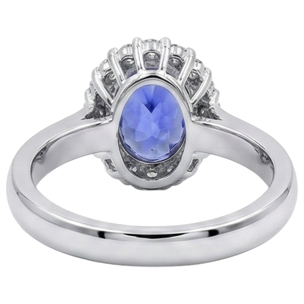 Prong Set Tanzanite And Natural Earth Mined Diamonds 3.70 Carats Wedding Ring 14K Gold
