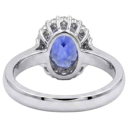 Prong Set Tanzanite And Natural Earth Mined Diamonds 3.70 Carats Wedding Ring 14K Gold