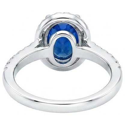 Prong Set Ceylon Sapphire Natural Earth Mined Diamonds 1.90 Ct Wedding Ring White Gold 14K