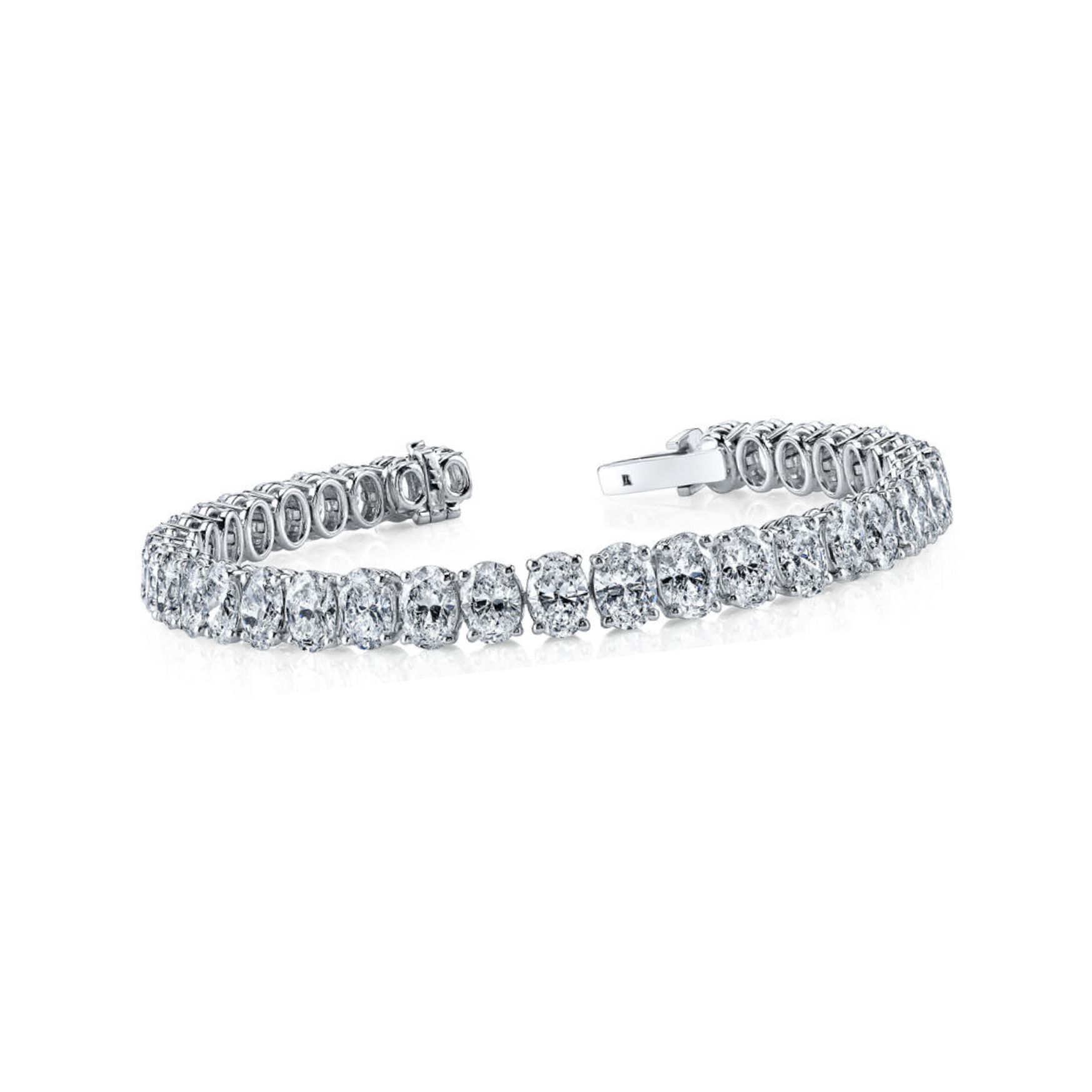 Prong Oval Lab Grown Diamond Tennis Bracelet Solid Gold Fine Jewelry 13.75 Ct.