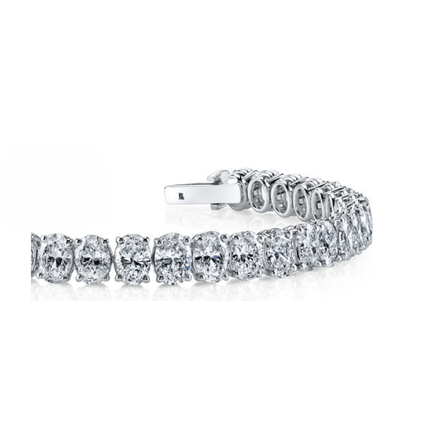 Prong Oval Lab Grown Diamond Tennis Bracelet Solid Gold Fine Jewelry 13.75 Ct.