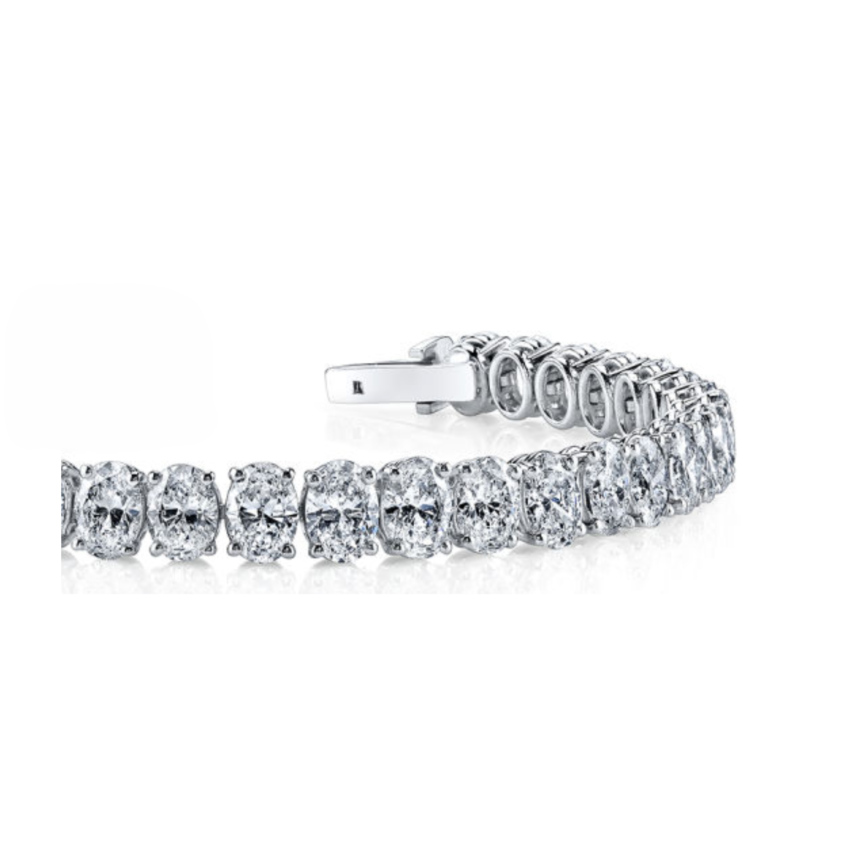 Prong Oval Lab Grown Diamond Tennis Bracelet Solid Gold Fine Jewelry 13.75 Ct.