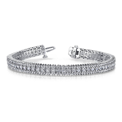 Prong Set 11 Ct Round Brilliant Cut Lab Grown Diamonds Bracelet White Gold