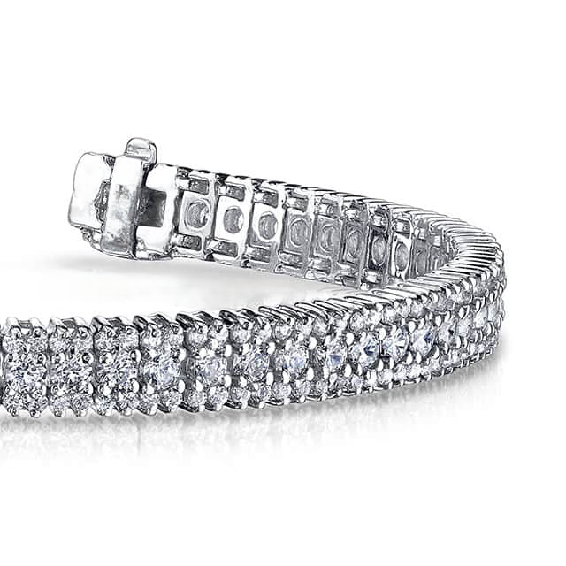 Prong Set 11 Ct Round Brilliant Cut Lab Grown Diamonds Bracelet White Gold