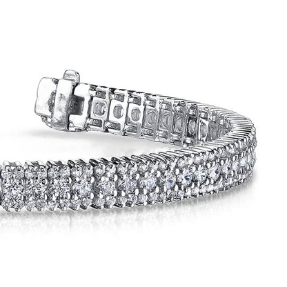 Prong Set 11 Ct Round Brilliant Cut Lab Grown Diamonds Bracelet White Gold