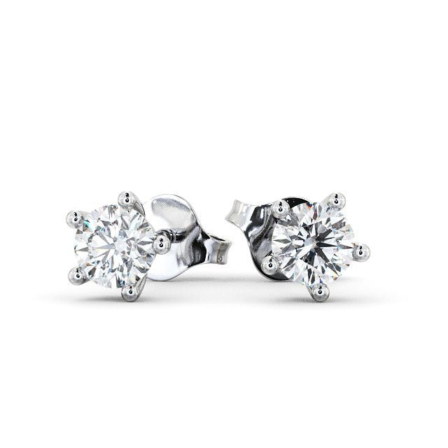 Prong Set 2 Carats Round Cut Lab Grown Diamonds Studs Earrings 14K Gold Diamond