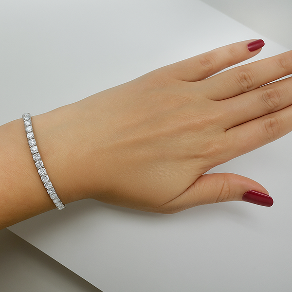 Prong Set 6.80 Carats Lab Grown Diamonds Tennis Bracelet Gold White New