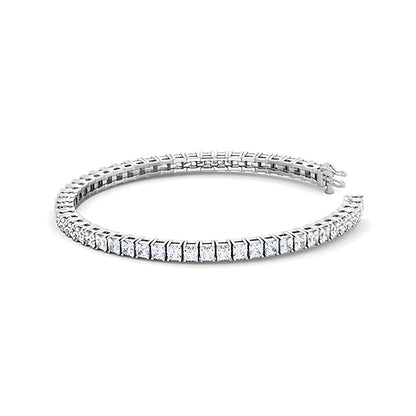 Prong Set 8.25 Carat Princess Lab Grown Diamonds Tennis Bracelet White Gold