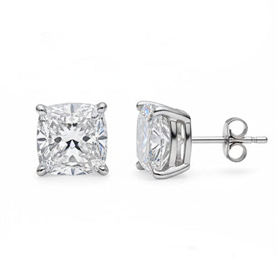 Prong Set Cushion Cut 2 Ct Natural Real ( Not Lab Grown ) Diamonds Ladies Studs Earring White Gold