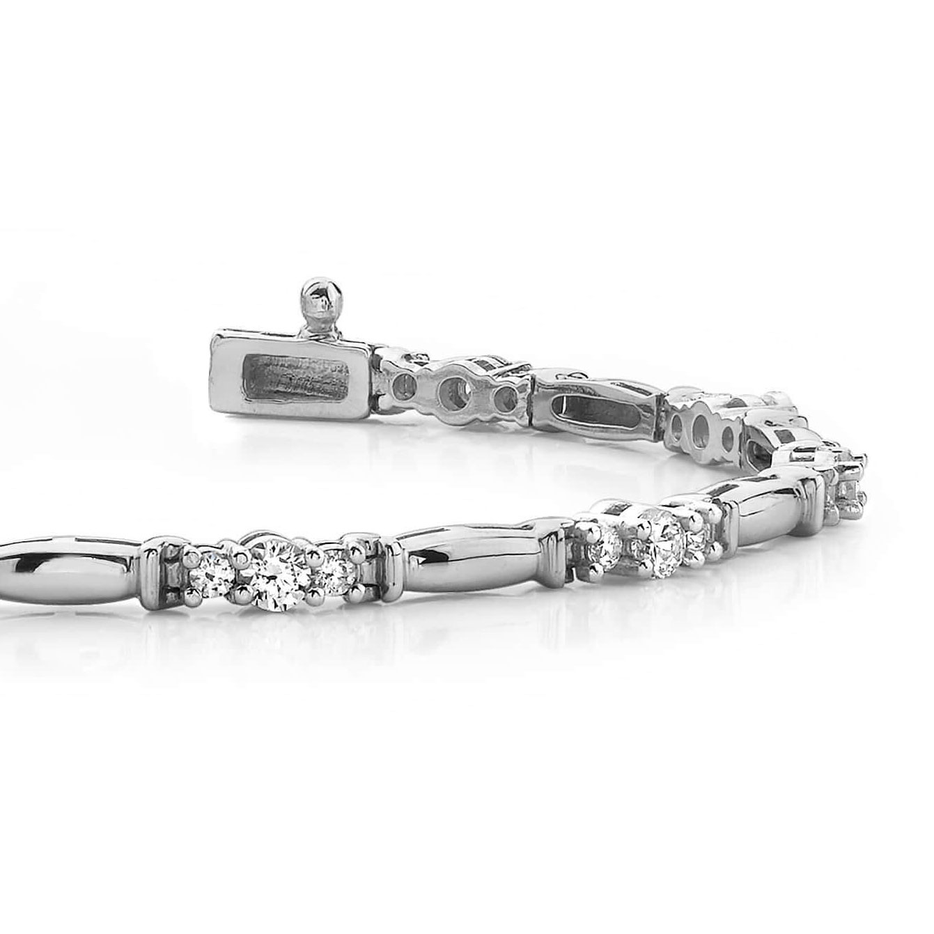 Prong Set Ladies Round Cut Lab Grown Diamond Tennis Bracelet White Gold 4 Ct