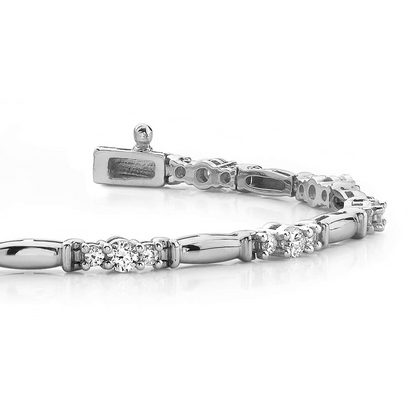 Prong Set Ladies Round Cut Lab Grown Diamond Tennis Bracelet White Gold 4 Ct