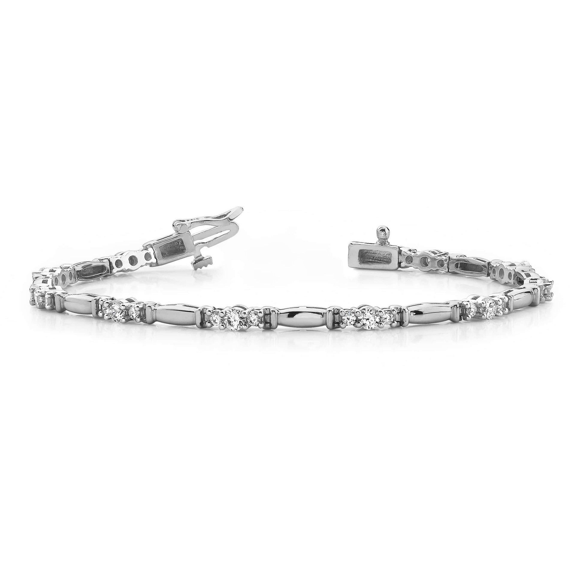 Prong Set Ladies Round Cut Lab Grown Diamond Tennis Bracelet White Gold 4 Ct